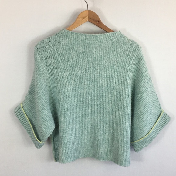 ANTHROPOLOGIE Moth Cropped Winter Weather Mint Sweater - Picture 2 of 5